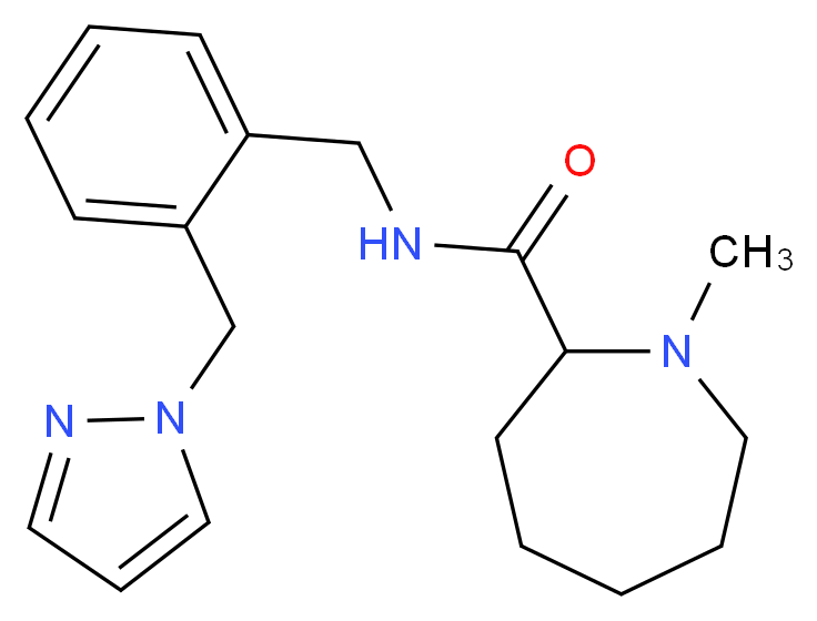 1-methyl-N-[2-(1H-pyrazol-1-ylmethyl)benzyl]-2-azepanecarboxamide_分子结构_CAS_)