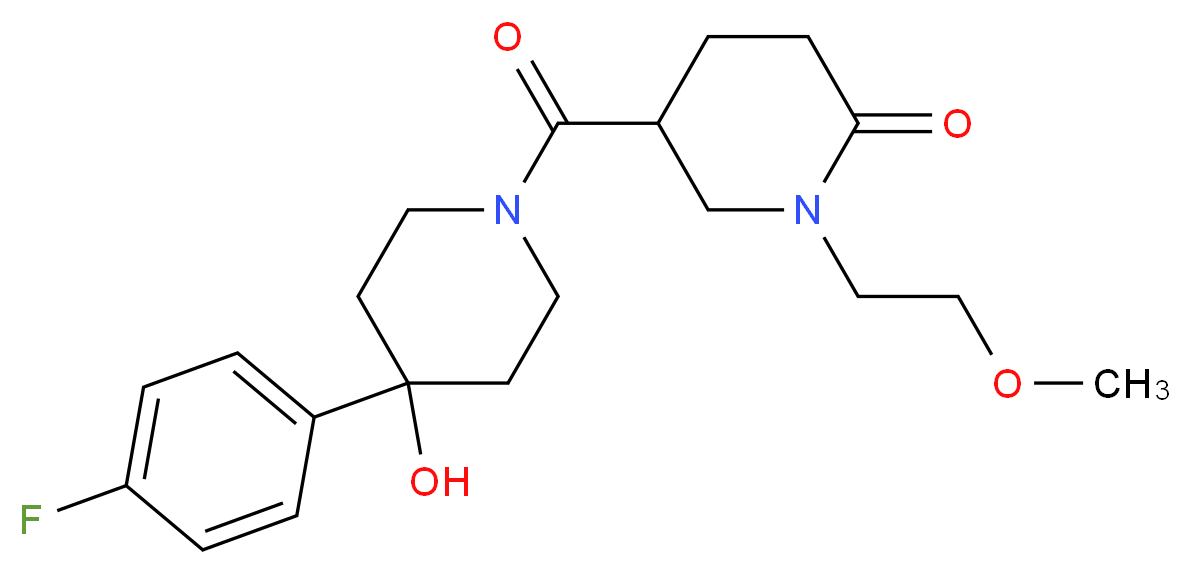 5-{[4-(4-fluorophenyl)-4-hydroxy-1-piperidinyl]carbonyl}-1-(2-methoxyethyl)-2-piperidinone_分子结构_CAS_)