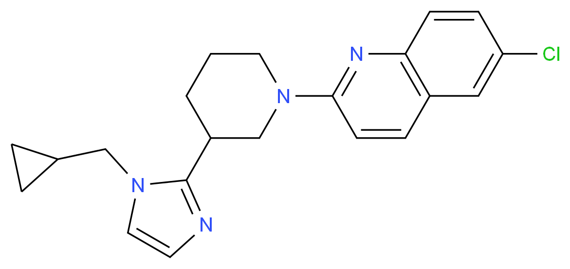 6-chloro-2-{3-[1-(cyclopropylmethyl)-1H-imidazol-2-yl]-1-piperidinyl}quinoline_分子结构_CAS_)