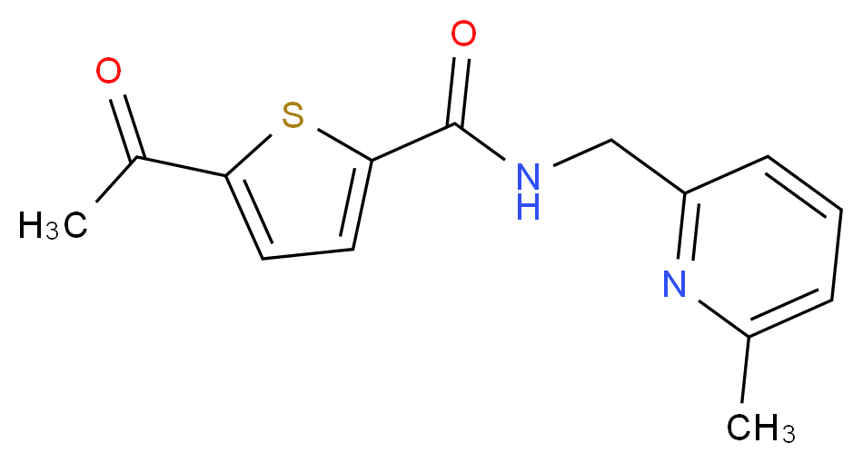 5-acetyl-N-[(6-methyl-2-pyridinyl)methyl]-2-thiophenecarboxamide_分子结构_CAS_)