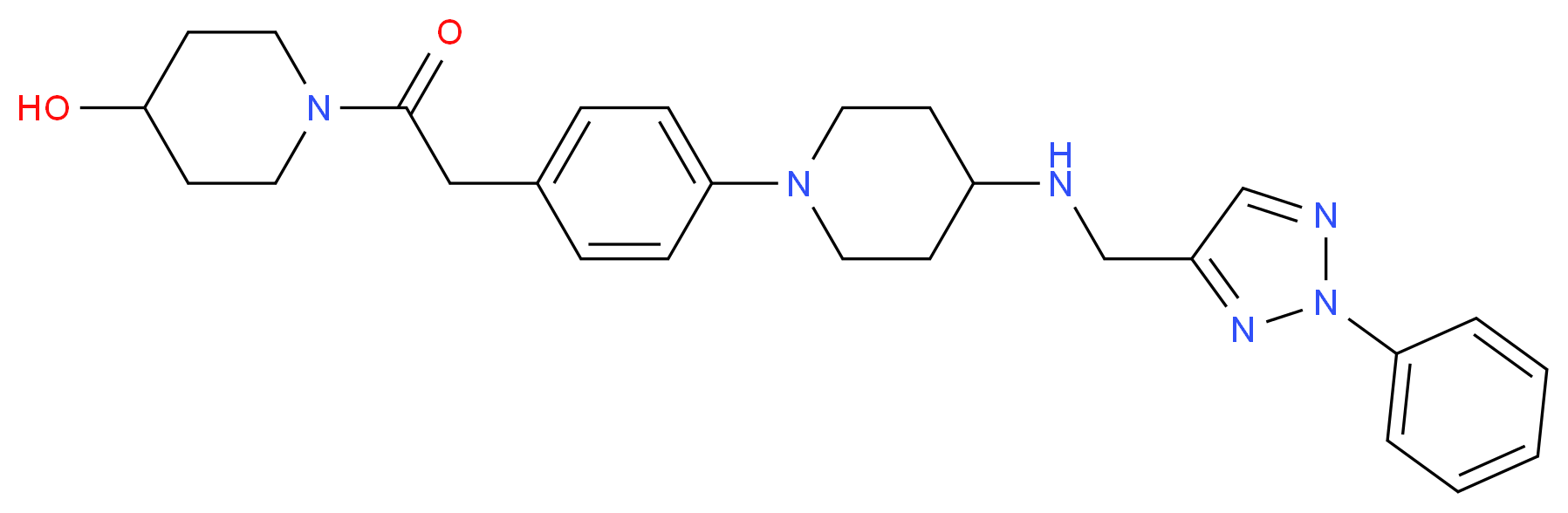 1-{[4-(4-{[(2-phenyl-2H-1,2,3-triazol-4-yl)methyl]amino}-1-piperidinyl)phenyl]acetyl}-4-piperidinol_分子结构_CAS_)