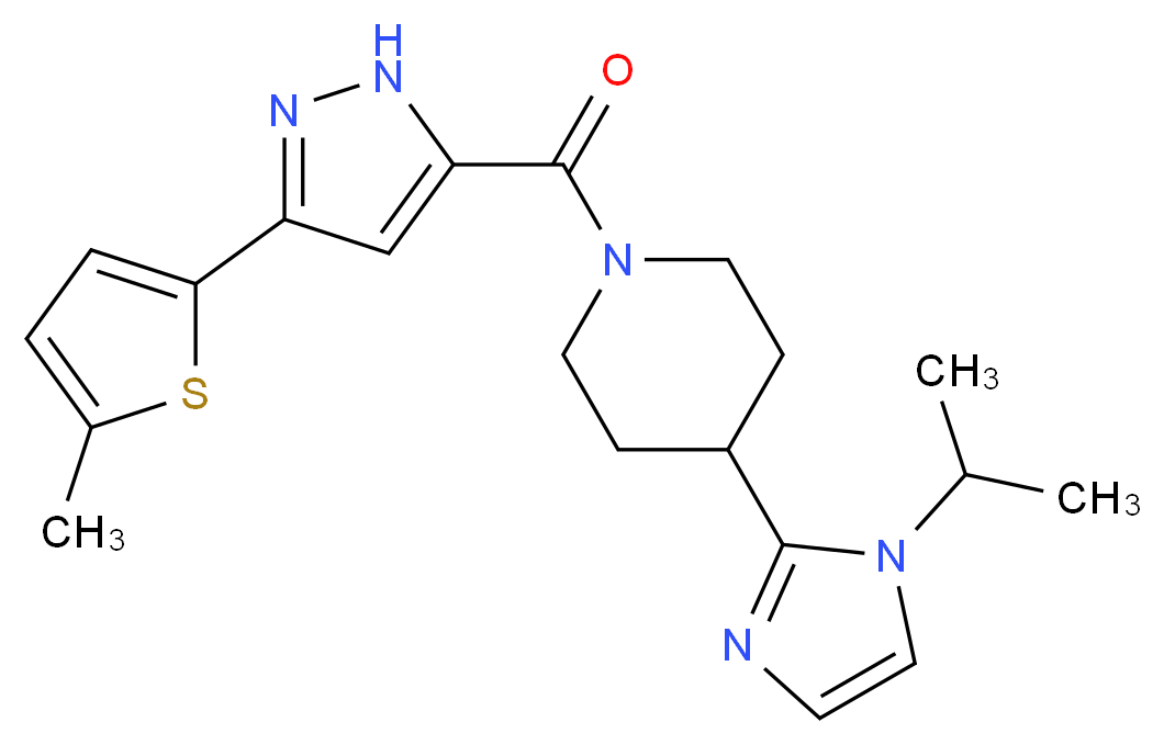 4-(1-isopropyl-1H-imidazol-2-yl)-1-{[3-(5-methyl-2-thienyl)-1H-pyrazol-5-yl]carbonyl}piperidine_分子结构_CAS_)