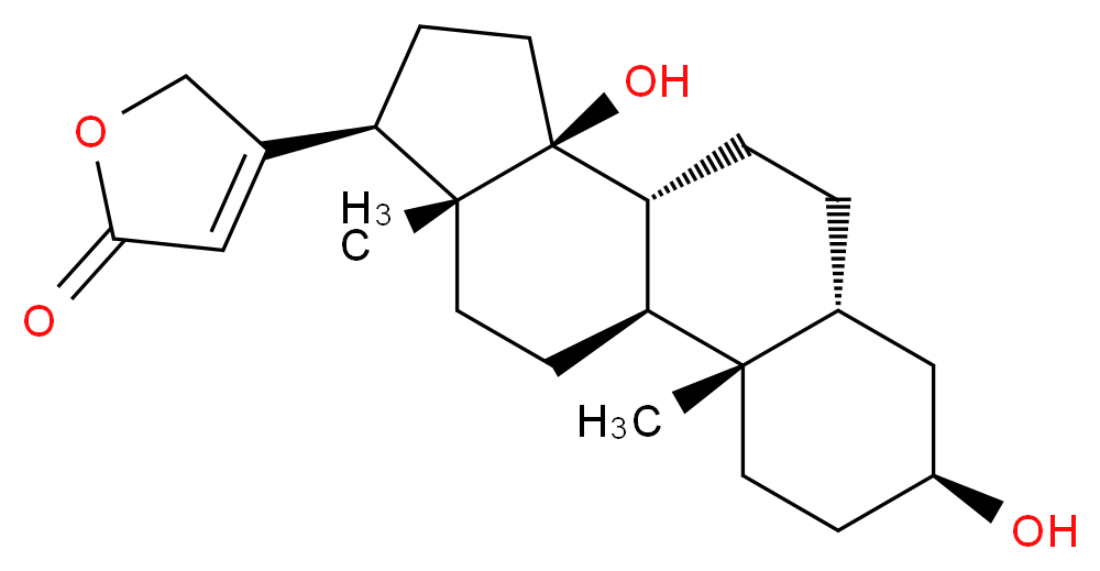 4-[(1S,2S,5S,7R,10R,11S,14R,15R)-5,11-dihydroxy-2,15-dimethyltetracyclo[8.7.0.0^{2,7}.0^{11,15}]heptadecan-14-yl]-2,5-dihydrofuran-2-one_分子结构_CAS_143-62-4