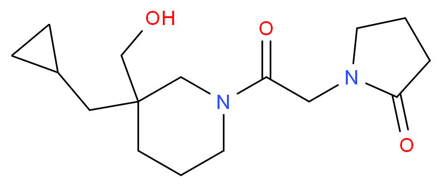 1-{2-[3-(cyclopropylmethyl)-3-(hydroxymethyl)-1-piperidinyl]-2-oxoethyl}-2-pyrrolidinone_分子结构_CAS_)