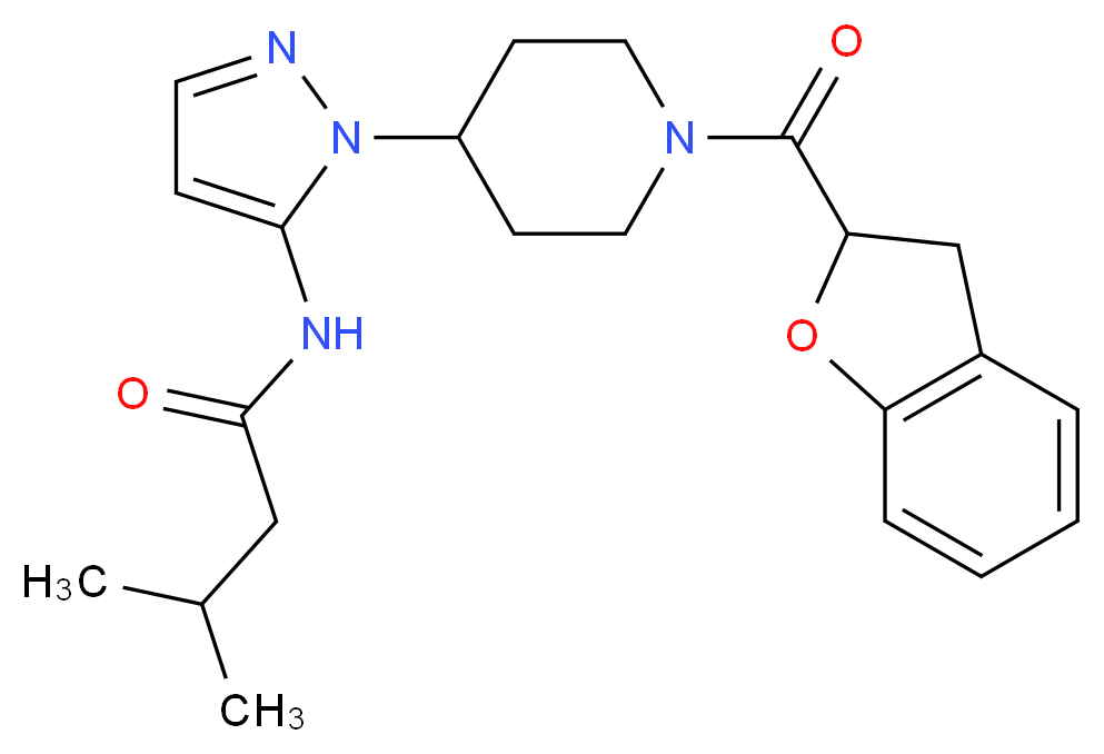 N-{1-[1-(2,3-dihydro-1-benzofuran-2-ylcarbonyl)-4-piperidinyl]-1H-pyrazol-5-yl}-3-methylbutanamide_分子结构_CAS_)