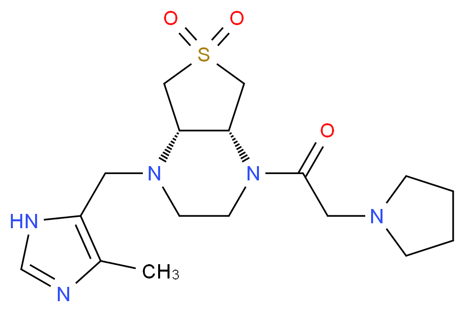 (4aR*,7aS*)-1-[(4-methyl-1H-imidazol-5-yl)methyl]-4-(1-pyrrolidinylacetyl)octahydrothieno[3,4-b]pyrazine 6,6-dioxide_分子结构_CAS_)