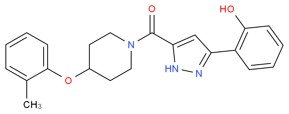 2-(5-{[4-(2-methylphenoxy)-1-piperidinyl]carbonyl}-1H-pyrazol-3-yl)phenol_分子结构_CAS_)