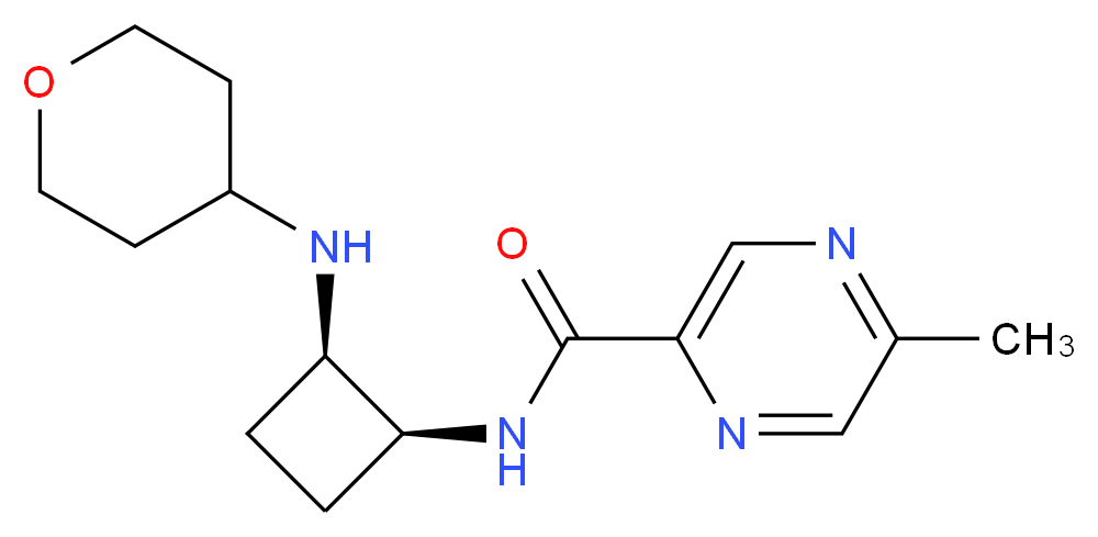 5-methyl-N-[(1S*,2R*)-2-(tetrahydro-2H-pyran-4-ylamino)cyclobutyl]-2-pyrazinecarboxamide_分子结构_CAS_)
