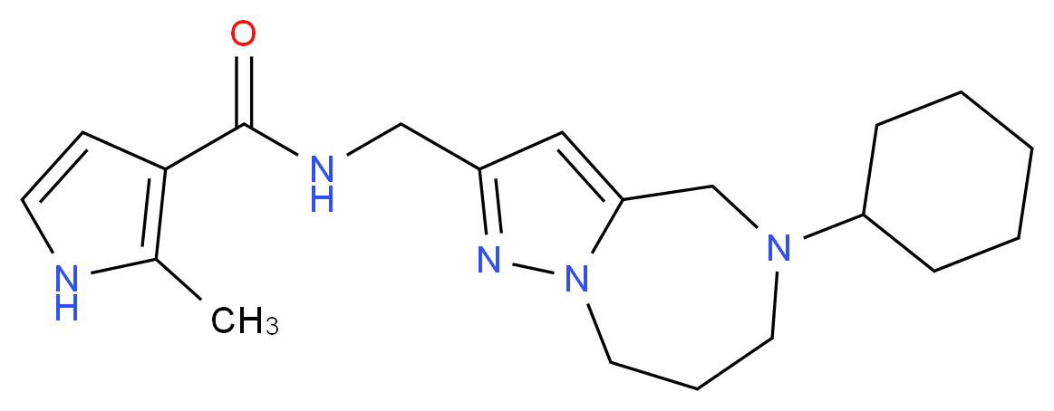 N-[(5-cyclohexyl-5,6,7,8-tetrahydro-4H-pyrazolo[1,5-a][1,4]diazepin-2-yl)methyl]-2-methyl-1H-pyrrole-3-carboxamide_分子结构_CAS_)