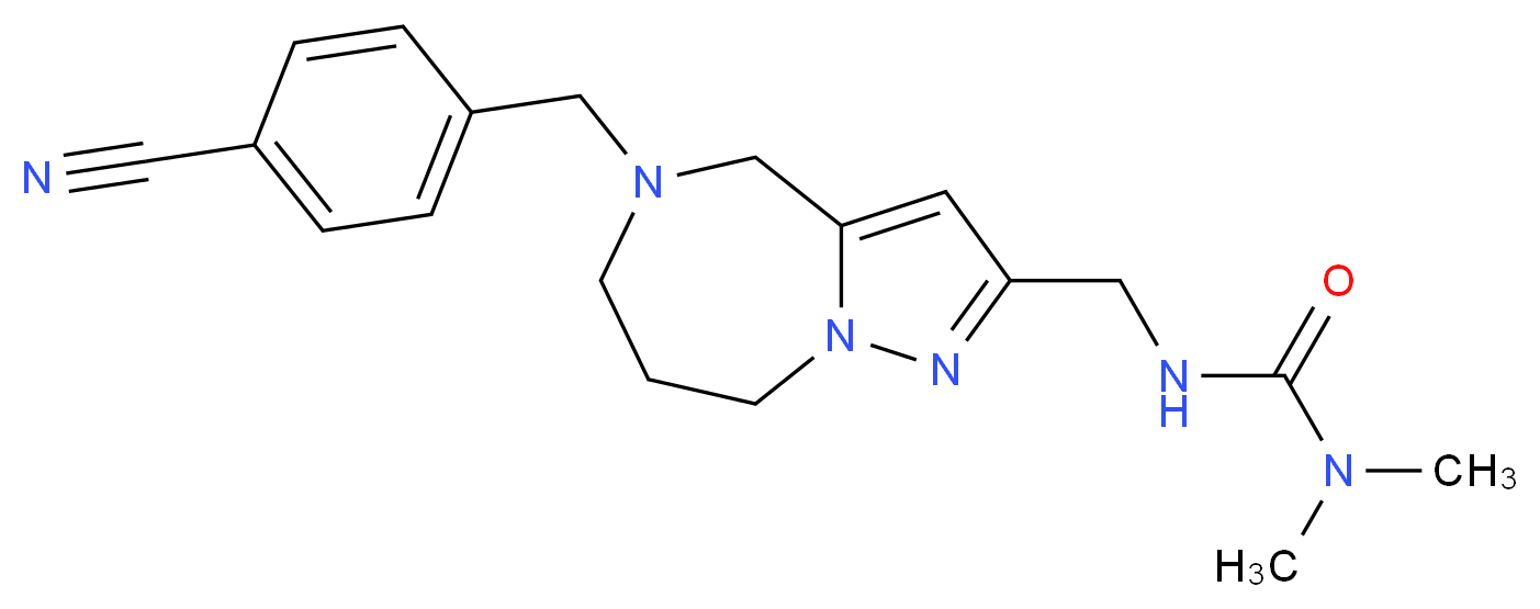 N'-{[5-(4-cyanobenzyl)-5,6,7,8-tetrahydro-4H-pyrazolo[1,5-a][1,4]diazepin-2-yl]methyl}-N,N-dimethylurea_分子结构_CAS_)