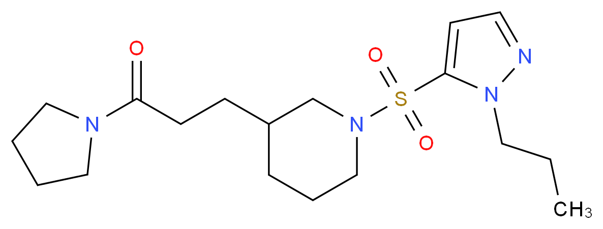 3-(3-oxo-3-pyrrolidin-1-ylpropyl)-1-[(1-propyl-1H-pyrazol-5-yl)sulfonyl]piperidine_分子结构_CAS_)