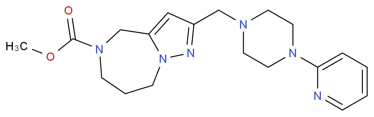 methyl 2-{[4-(2-pyridinyl)-1-piperazinyl]methyl}-7,8-dihydro-4H-pyrazolo[1,5-a][1,4]diazepine-5(6H)-carboxylate_分子结构_CAS_)