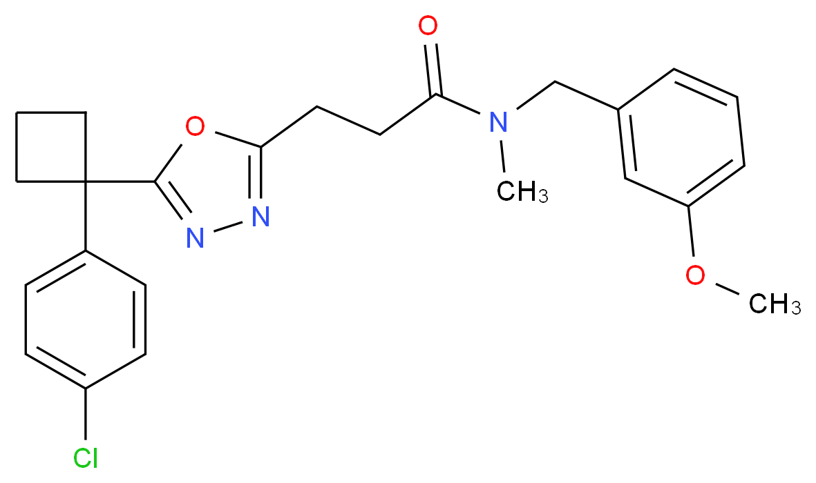 3-{5-[1-(4-chlorophenyl)cyclobutyl]-1,3,4-oxadiazol-2-yl}-N-(3-methoxybenzyl)-N-methylpropanamide_分子结构_CAS_)