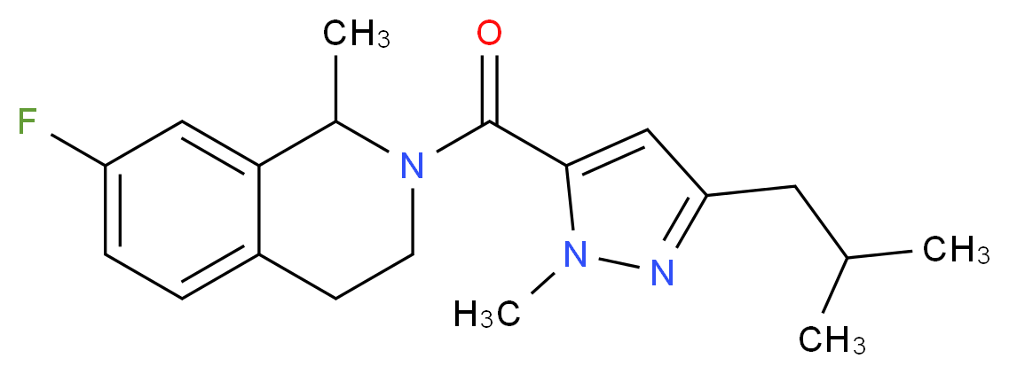 7-fluoro-2-[(3-isobutyl-1-methyl-1H-pyrazol-5-yl)carbonyl]-1-methyl-1,2,3,4-tetrahydroisoquinoline_分子结构_CAS_)