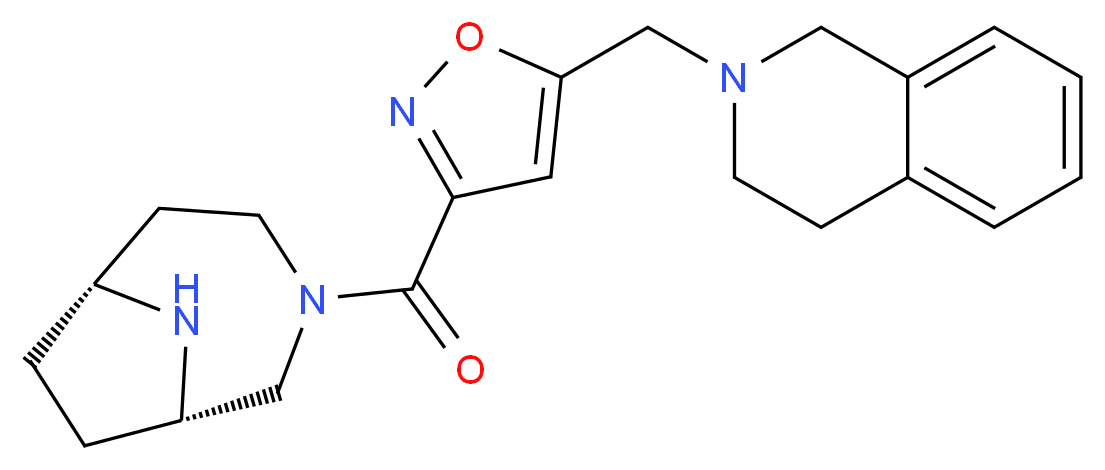 2-({3-[(1S*,6R*)-3,9-diazabicyclo[4.2.1]non-3-ylcarbonyl]isoxazol-5-yl}methyl)-1,2,3,4-tetrahydroisoquinoline_分子结构_CAS_)