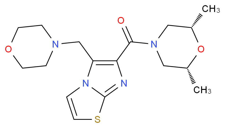 6-{[(2R*,6S*)-2,6-dimethylmorpholin-4-yl]carbonyl}-5-(morpholin-4-ylmethyl)imidazo[2,1-b][1,3]thiazole_分子结构_CAS_)