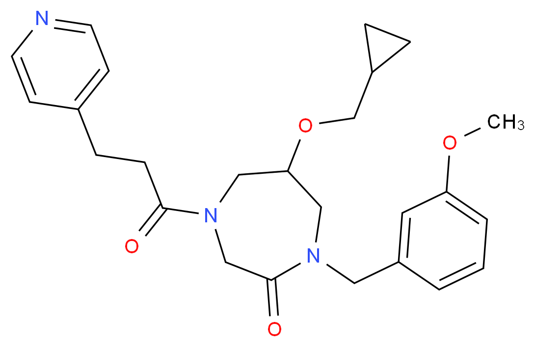 6-(cyclopropylmethoxy)-1-(3-methoxybenzyl)-4-[3-(4-pyridinyl)propanoyl]-1,4-diazepan-2-one_分子结构_CAS_)