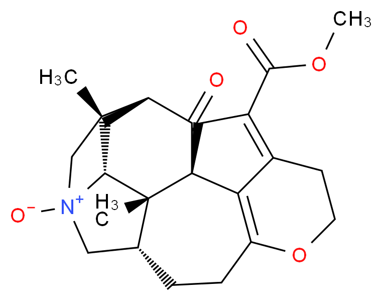 (1S,2S,3R,5R,6S,10S)-18-(methoxycarbonyl)-2,6-dimethyl-21-oxo-14-oxa-8-azahexacyclo[11.6.1.1<sup>1</sup>,<sup>5</sup>.0<sup>2</sup>,<sup>1</sup><sup>0</sup>.0<sup>3</sup>,<sup>8</sup>.0<sup>1</sup><sup>7</sup>,<sup>2</sup><sup>0</sup>]henicosa-13(20),17-dien-8-ium-8-olate_分子结构_CAS_1092555-03-7