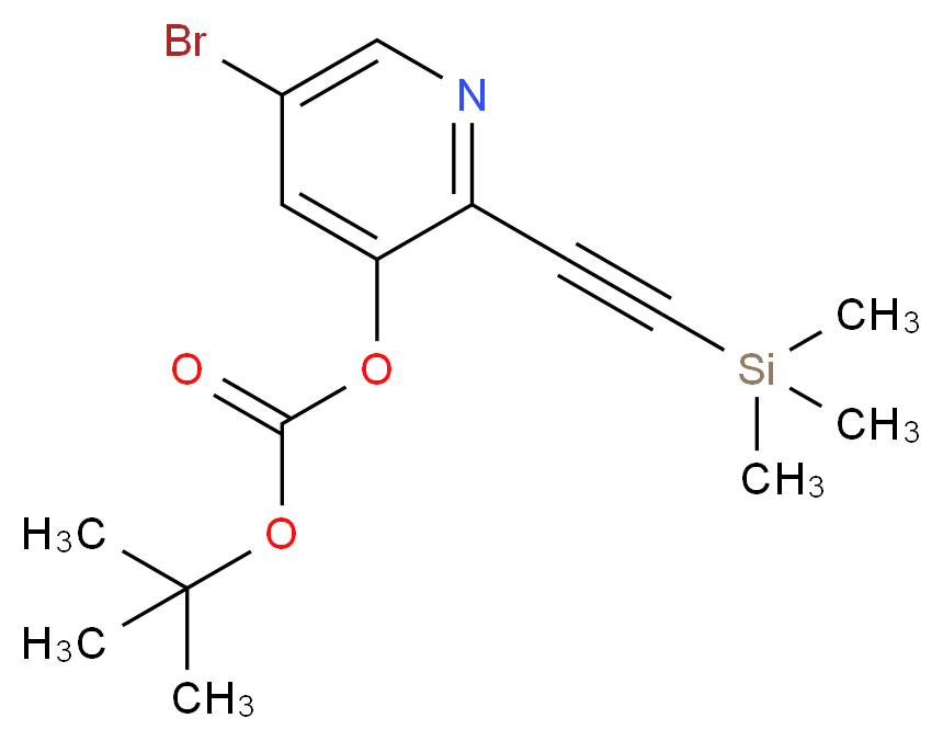 5-Bromo-2-((trimethylsilyl)ethynyl)pyridin-3-yl tert-butyl carbonate_分子结构_CAS_)