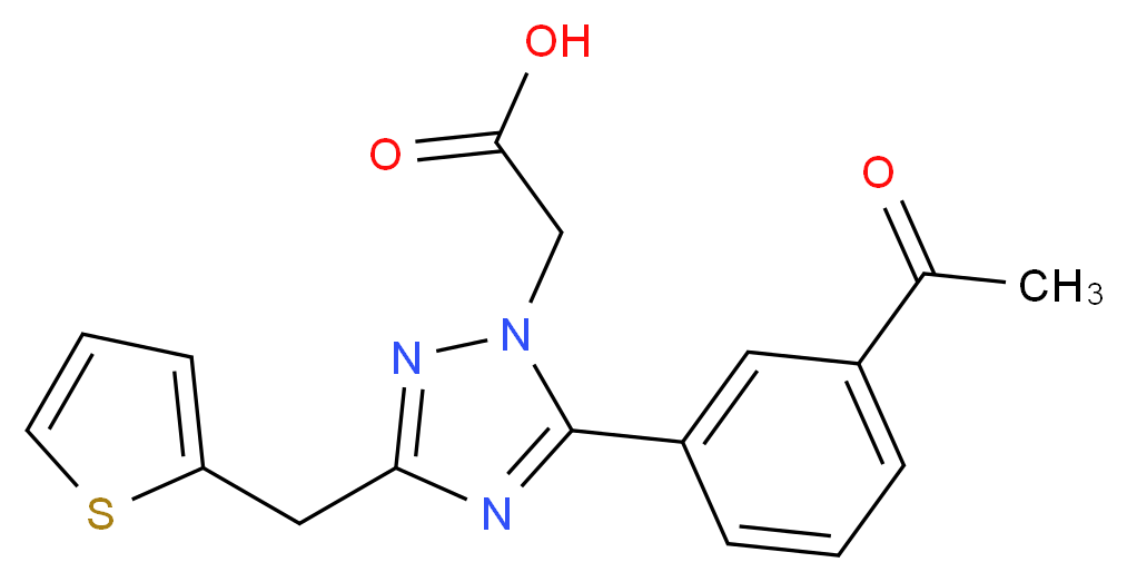 [5-(3-acetylphenyl)-3-(2-thienylmethyl)-1H-1,2,4-triazol-1-yl]acetic acid_分子结构_CAS_)
