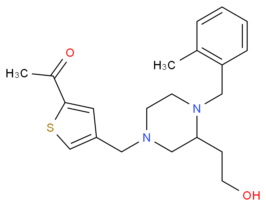 1-(4-{[3-(2-hydroxyethyl)-4-(2-methylbenzyl)-1-piperazinyl]methyl}-2-thienyl)ethanone_分子结构_CAS_)