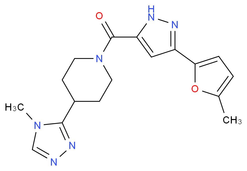 1-{[3-(5-methyl-2-furyl)-1H-pyrazol-5-yl]carbonyl}-4-(4-methyl-4H-1,2,4-triazol-3-yl)piperidine_分子结构_CAS_)