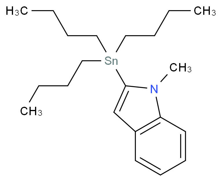 1-methyl-2-(tributylstannyl)-1H-indole_分子结构_CAS_157427-46-8