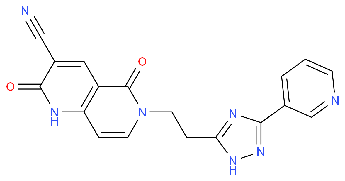 2,5-dioxo-6-[2-(3-pyridin-3-yl-1H-1,2,4-triazol-5-yl)ethyl]-1,2,5,6-tetrahydro-1,6-naphthyridine-3-carbonitrile_分子结构_CAS_)