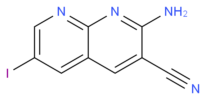 2-amino-6-iodo-1,8-naphthyridine-3-carbonitrile_分子结构_CAS_578007-69-9)