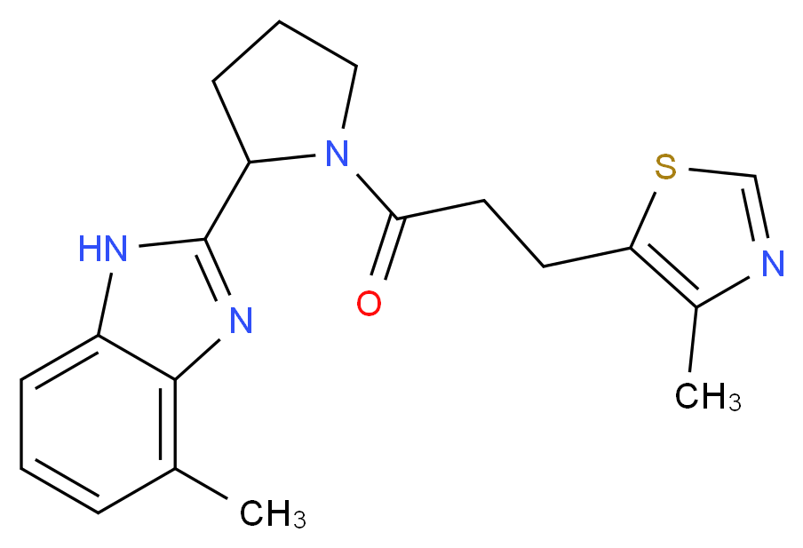 4-methyl-2-{1-[3-(4-methyl-1,3-thiazol-5-yl)propanoyl]pyrrolidin-2-yl}-1H-benzimidazole_分子结构_CAS_)