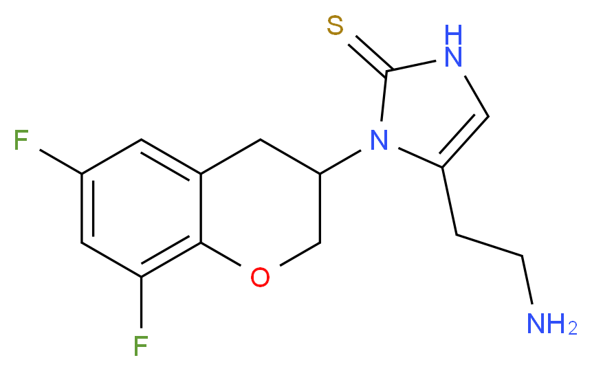 5-(2-aminoethyl)-1-(6,8-difluoro-3,4-dihydro-2H-1-benzopyran-3-yl)-2,3-dihydro-1H-imidazole-2-thione_分子结构_CAS_760173-05-5