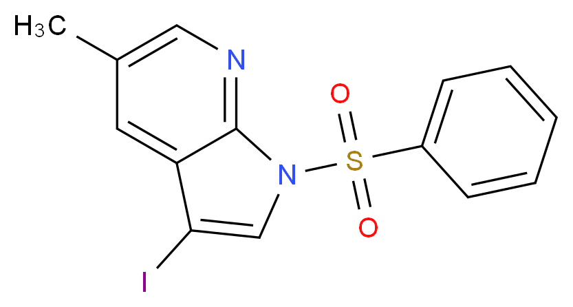 3-Iodo-5-methyl-1-(phenylsulfonyl)-1H-pyrrolo[2,3-b]pyridine_分子结构_CAS_)