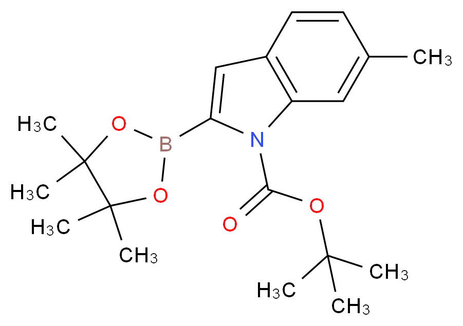 tert-Butyl 6-methyl-2-(4,4,5,5-tetramethyl-1,3,2-dioxaborolan-2-yl)-1H-indole-1-carboxylate_分子结构_CAS_1218791-10-6)