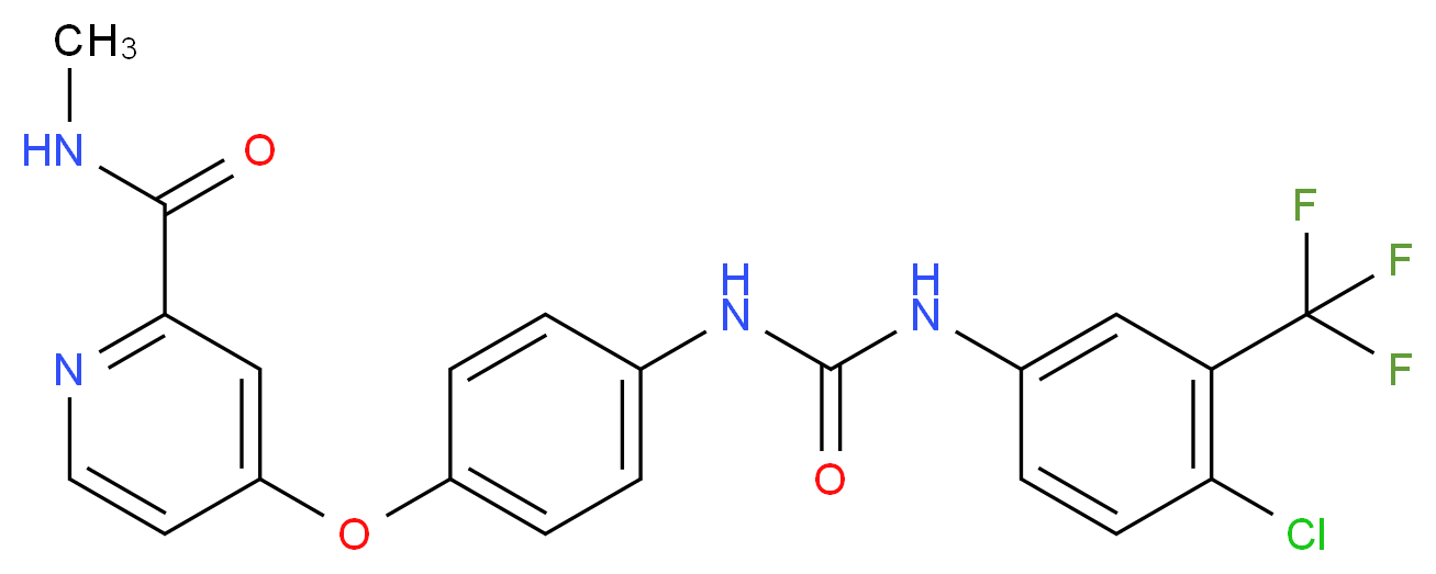 4-{4-[({[4-CHLORO-3-(TRIFLUOROMETHYL)PHENYL]AMINO}CARBONYL)AMINO]PHENOXY}-N-METHYLPYRIDINE-2-CARBOXAMIDE_分子结构_CAS_)