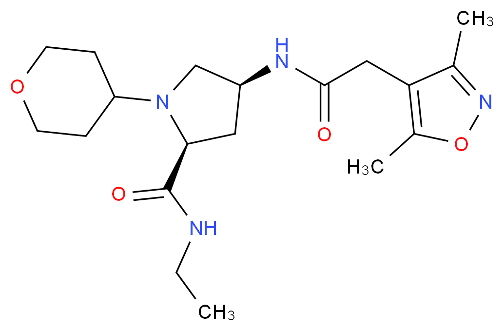 (4S)-4-{[(3,5-dimethylisoxazol-4-yl)acetyl]amino}-N-ethyl-1-(tetrahydro-2H-pyran-4-yl)-L-prolinamide_分子结构_CAS_)