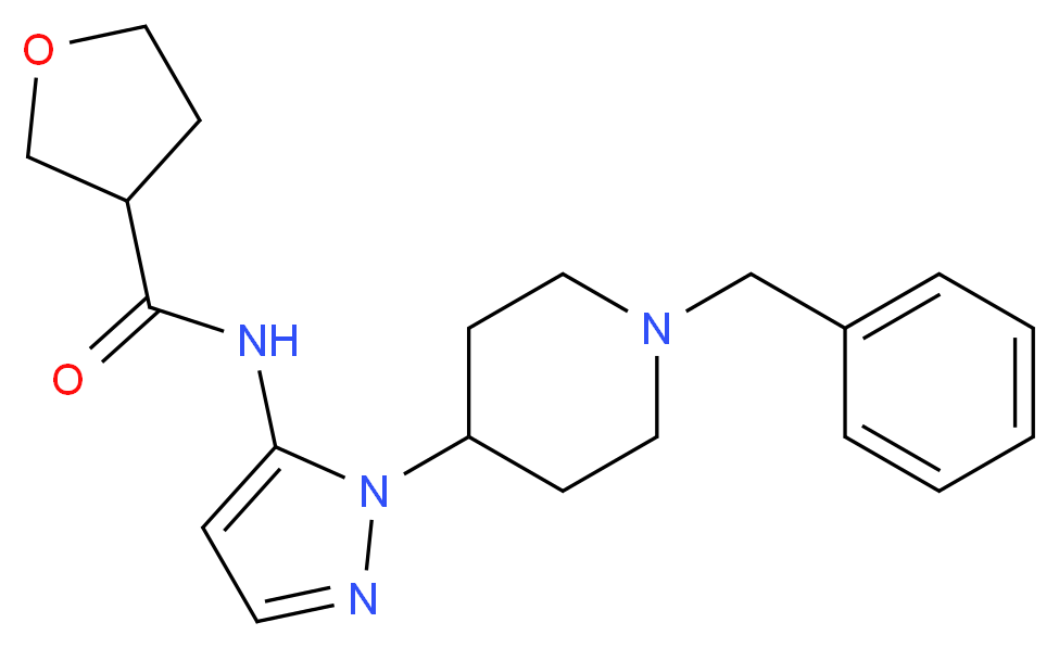 N-[1-(1-benzyl-4-piperidinyl)-1H-pyrazol-5-yl]tetrahydro-3-furancarboxamide_分子结构_CAS_)
