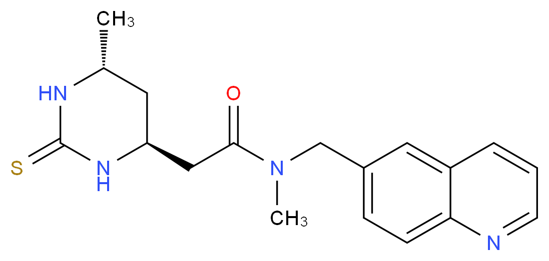 N-methyl-2-[(4S*,6R*)-6-methyl-2-thioxohexahydropyrimidin-4-yl]-N-(quinolin-6-ylmethyl)acetamide_分子结构_CAS_)