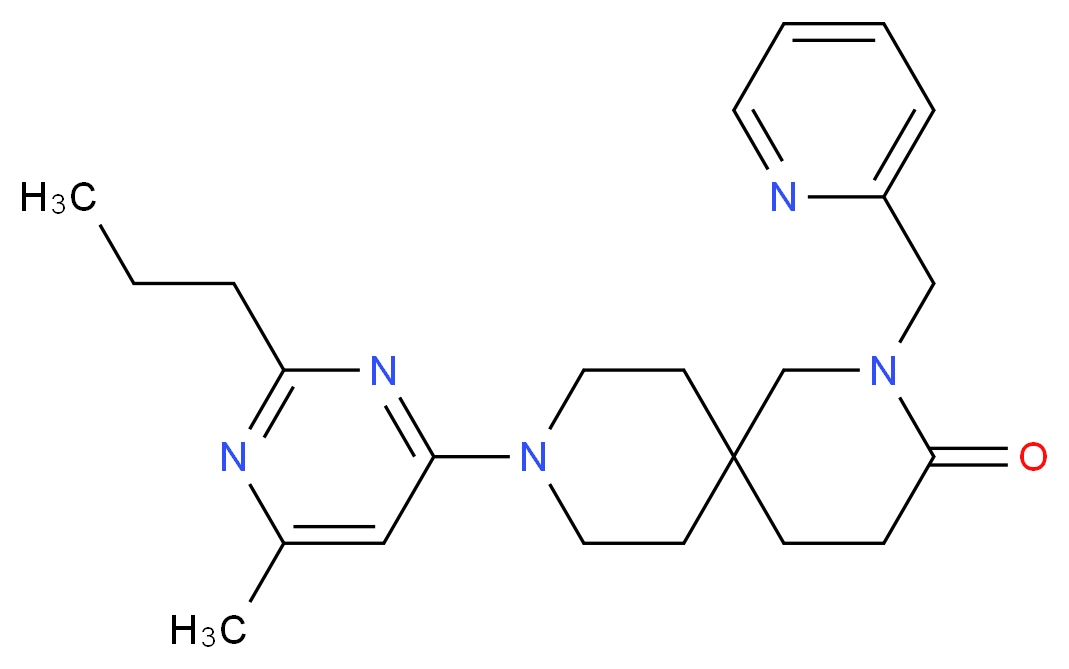 9-(6-methyl-2-propylpyrimidin-4-yl)-2-(pyridin-2-ylmethyl)-2,9-diazaspiro[5.5]undecan-3-one_分子结构_CAS_)