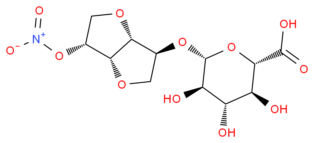 (2S,3S,4S,5R,6R)-6-{[(3S,3aR,6R,6aS)-6-(nitrooxy)-hexahydrofuro[3,2-b]furan-3-yl]oxy}-3,4,5-trihydroxyoxane-2-carboxylic acid_分子结构_CAS_32871-20-8