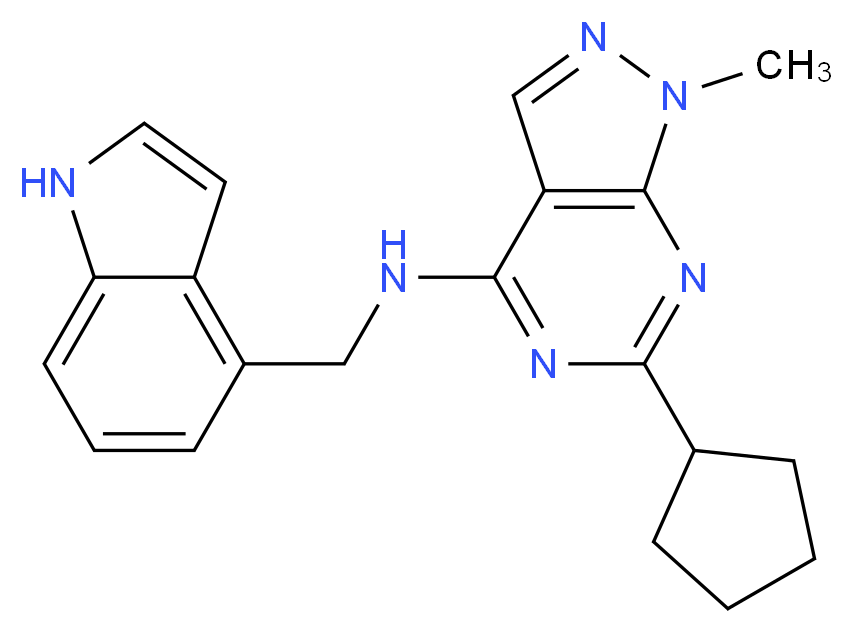 6-cyclopentyl-N-(1H-indol-4-ylmethyl)-1-methyl-1H-pyrazolo[3,4-d]pyrimidin-4-amine_分子结构_CAS_)