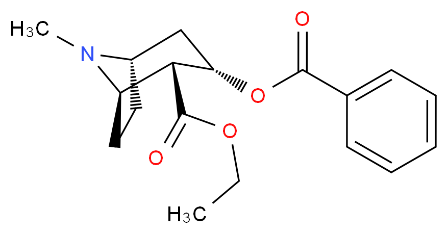 ethyl (1R,2R,3S,5S)-3-(benzoyloxy)-8-methyl-8-azabicyclo[3.2.1]octane-2-carboxylate_分子结构_CAS_529-38-4