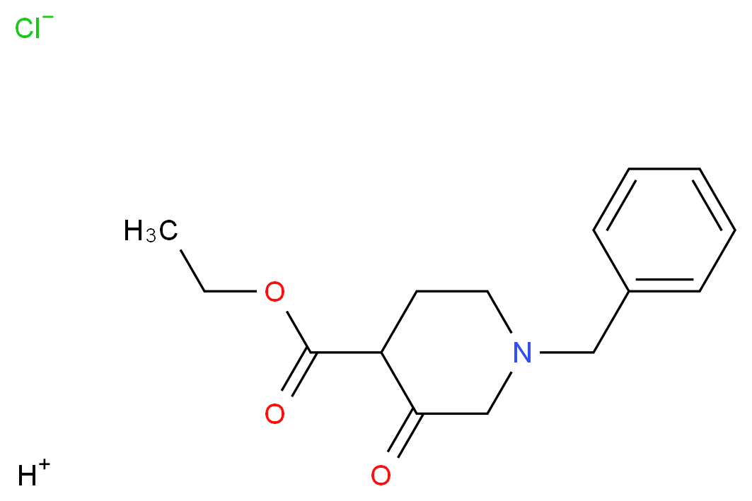 hydrogen ethyl 1-benzyl-3-oxopiperidine-4-carboxylate chloride_分子结构_CAS_52763-21-0