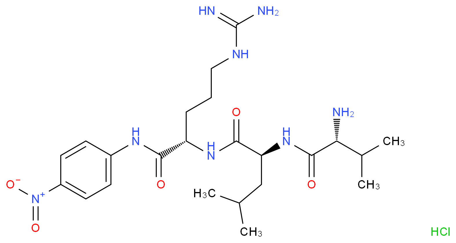 (2S)-2-[(2R)-2-amino-3-methylbutanamido]-N-[(1S)-4-carbamimidamido-1-[(4-nitrophenyl)carbamoyl]butyl]-4-methylpentanamide hydrochloride_分子结构_CAS_162303-66-4