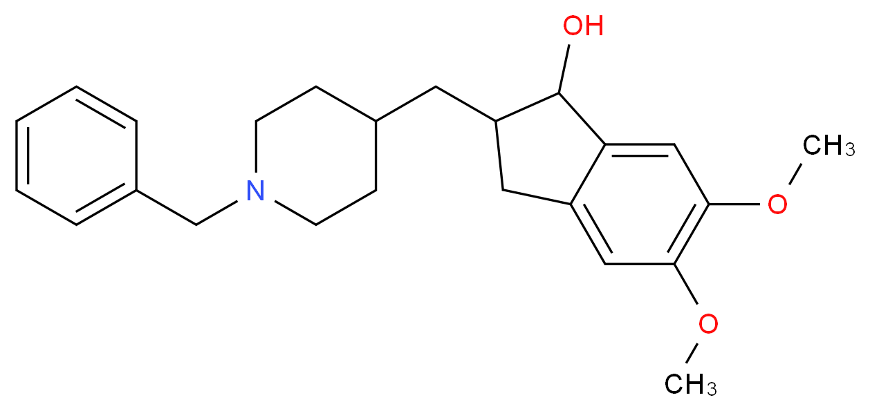 2-[(1-benzylpiperidin-4-yl)methyl]-5,6-dimethoxy-2,3-dihydro-1H-inden-1-ol_分子结构_CAS_120012-04-6