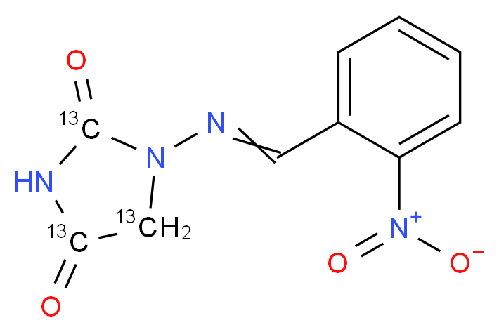 1-[(E)-[(2-nitrophenyl)methylidene]amino](2,4,5-<sup>1</sup><sup>3</sup>C<sub>3</sub>)imidazolidine-2,4-dione_分子结构_CAS_1007476-86-9