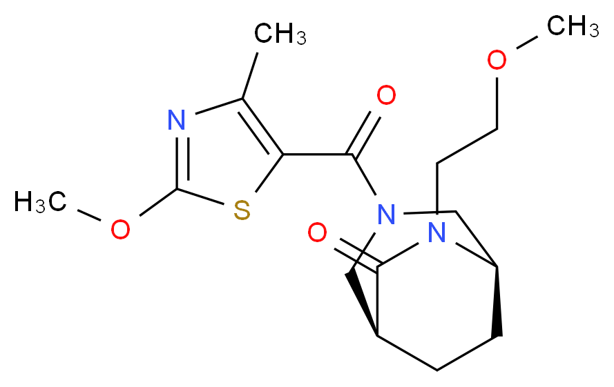 (1S*,5R*)-6-(2-methoxyethyl)-3-[(2-methoxy-4-methyl-1,3-thiazol-5-yl)carbonyl]-3,6-diazabicyclo[3.2.2]nonan-7-one_分子结构_CAS_)