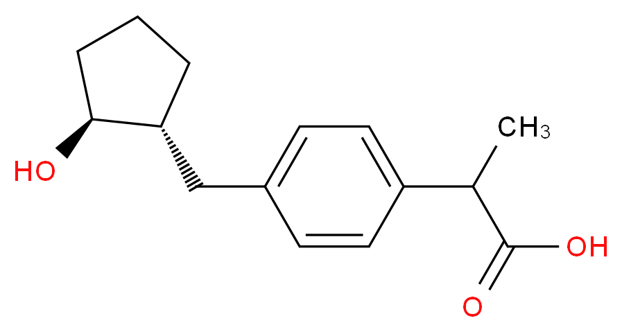 2-(4-{[(1R,2S)-2-hydroxycyclopentyl]methyl}phenyl)propanoic acid_分子结构_CAS_371753-19-4