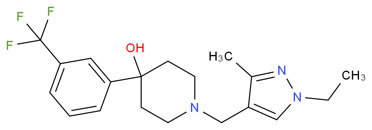 1-[(1-ethyl-3-methyl-1H-pyrazol-4-yl)methyl]-4-[3-(trifluoromethyl)phenyl]-4-piperidinol_分子结构_CAS_)