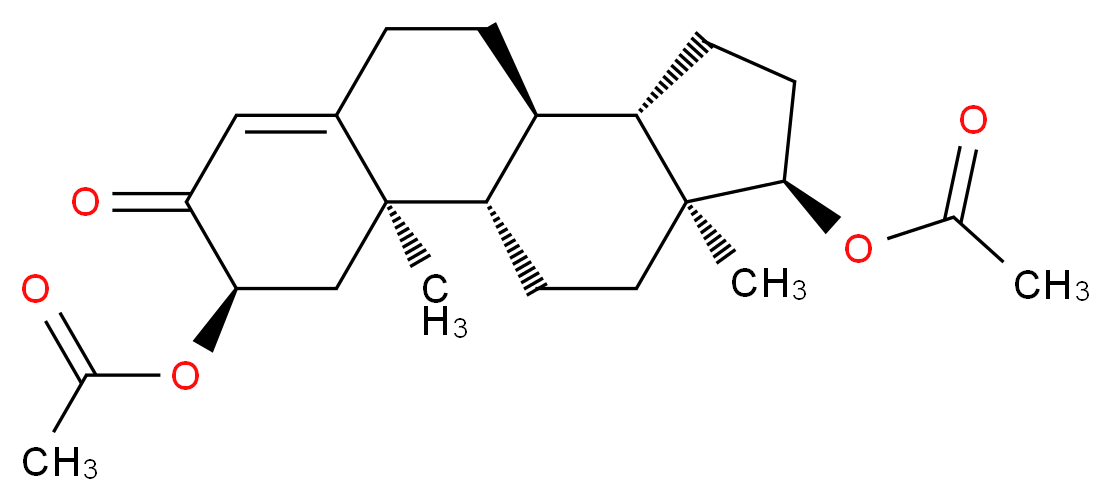 (1S,2R,4R,10R,11S,14R,15S)-4-(acetyloxy)-2,15-dimethyl-5-oxotetracyclo[8.7.0.0<sup>2</sup>,<sup>7</sup>.0<sup>1</sup><sup>1</sup>,<sup>1</sup><sup>5</sup>]heptadec-6-en-14-yl acetate_分子结构_CAS_21936-08-3