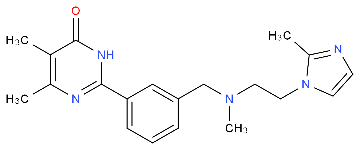 5,6-dimethyl-2-[3-({methyl[2-(2-methyl-1H-imidazol-1-yl)ethyl]amino}methyl)phenyl]pyrimidin-4(3H)-one_分子结构_CAS_)